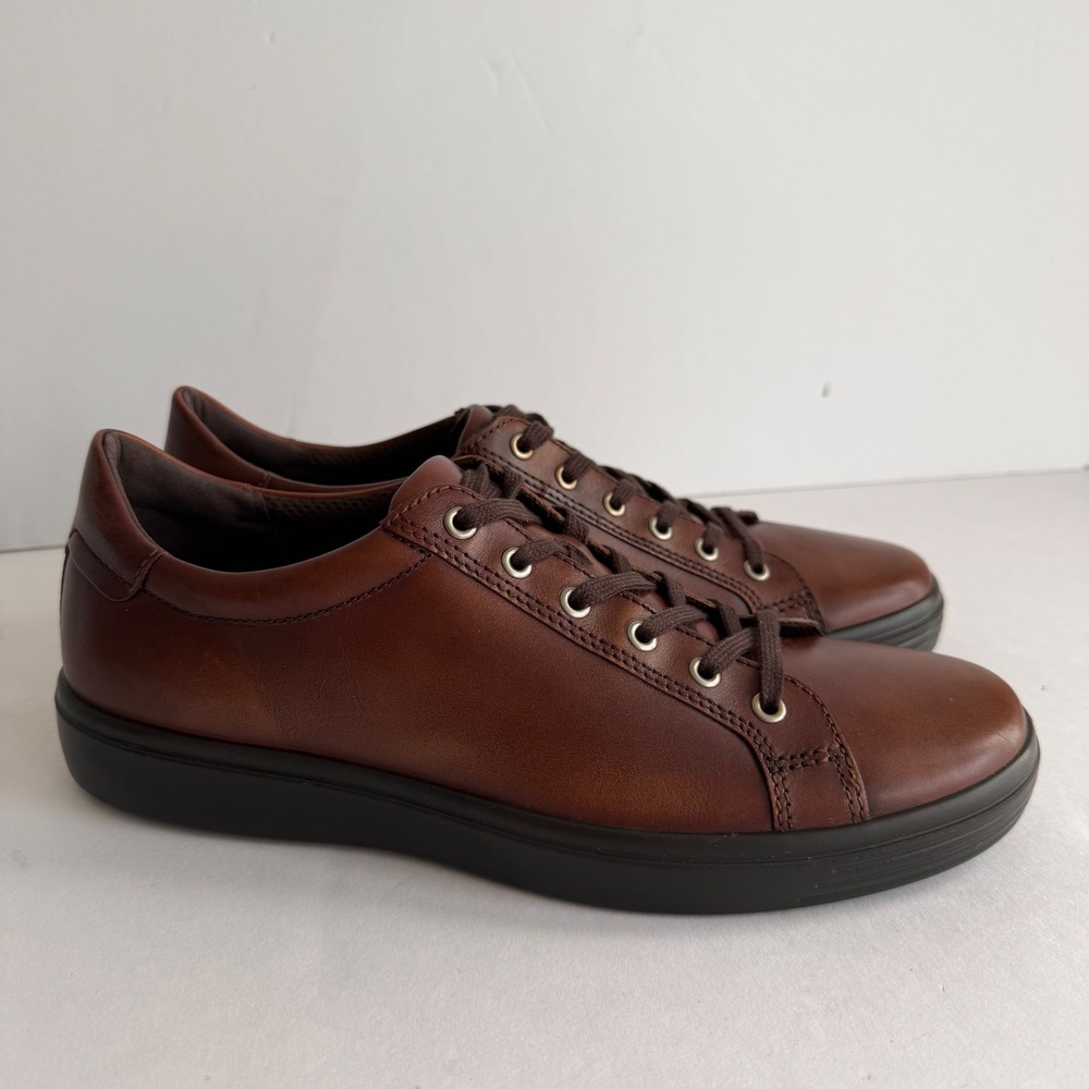New ECCO Soft Leather City Sneakers Mens 11-11.5 Brown Casual Comfort EU45
